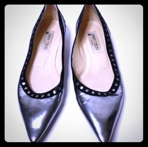 Jimmy choo silver & black pointed toes shoes sz 7